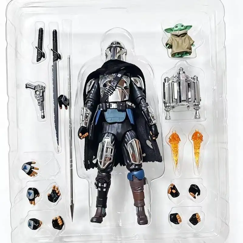

In Stock Star Wars Mandalorian Chrome Ver. Mafex No.256 Action Figure Collectible Model For Collection Enthusiasts