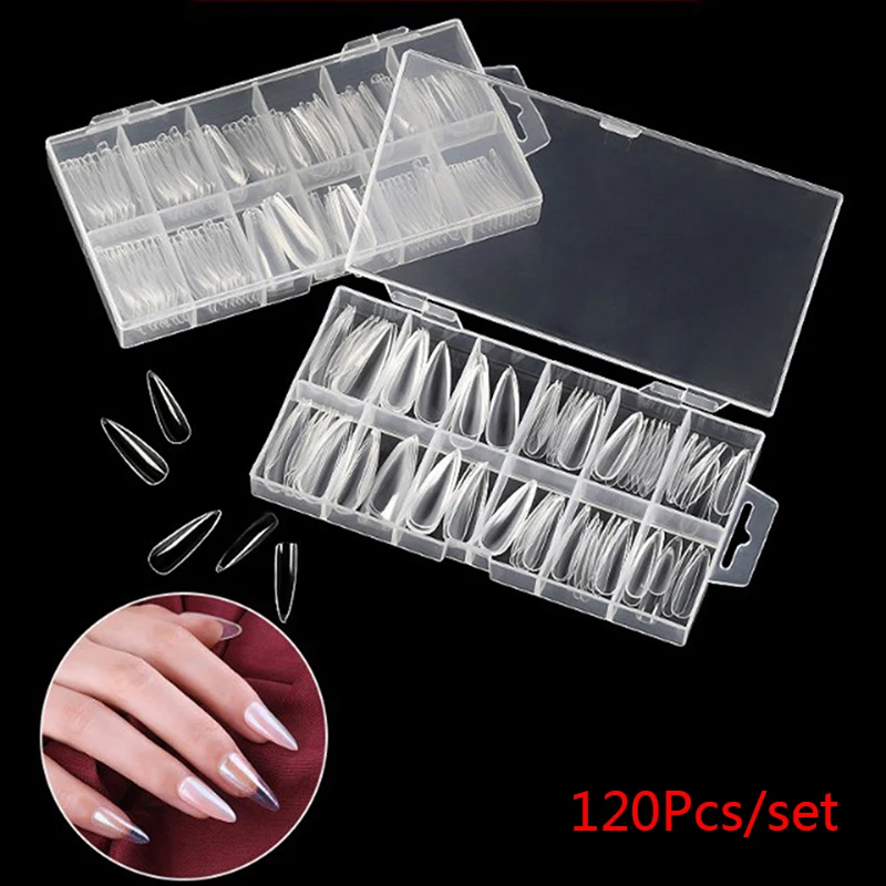 120Pcs Nail False Tips Mold Quick Building Mold Tips Nail Dual Forms Finger Extension Nail Art UV Building UV Gel Tools