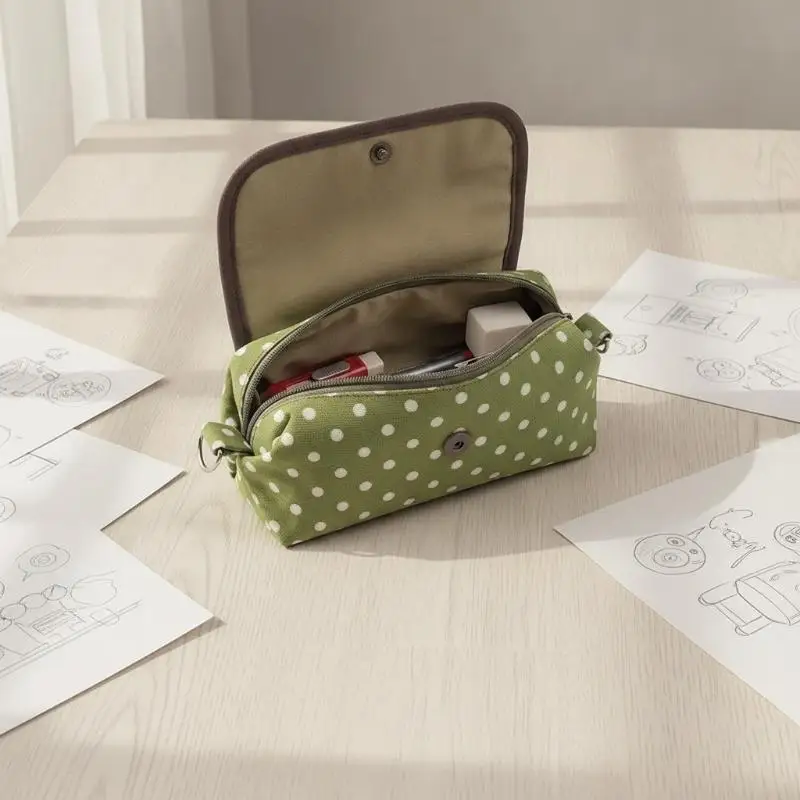 Niedliches Igel-Federmäppchen mit Tupfenmuster, große Kapazität, Kosmetiktasche, tragbare Schreibwarentasche, Aufbewahrungsorganizer für Frauen – Detail 2