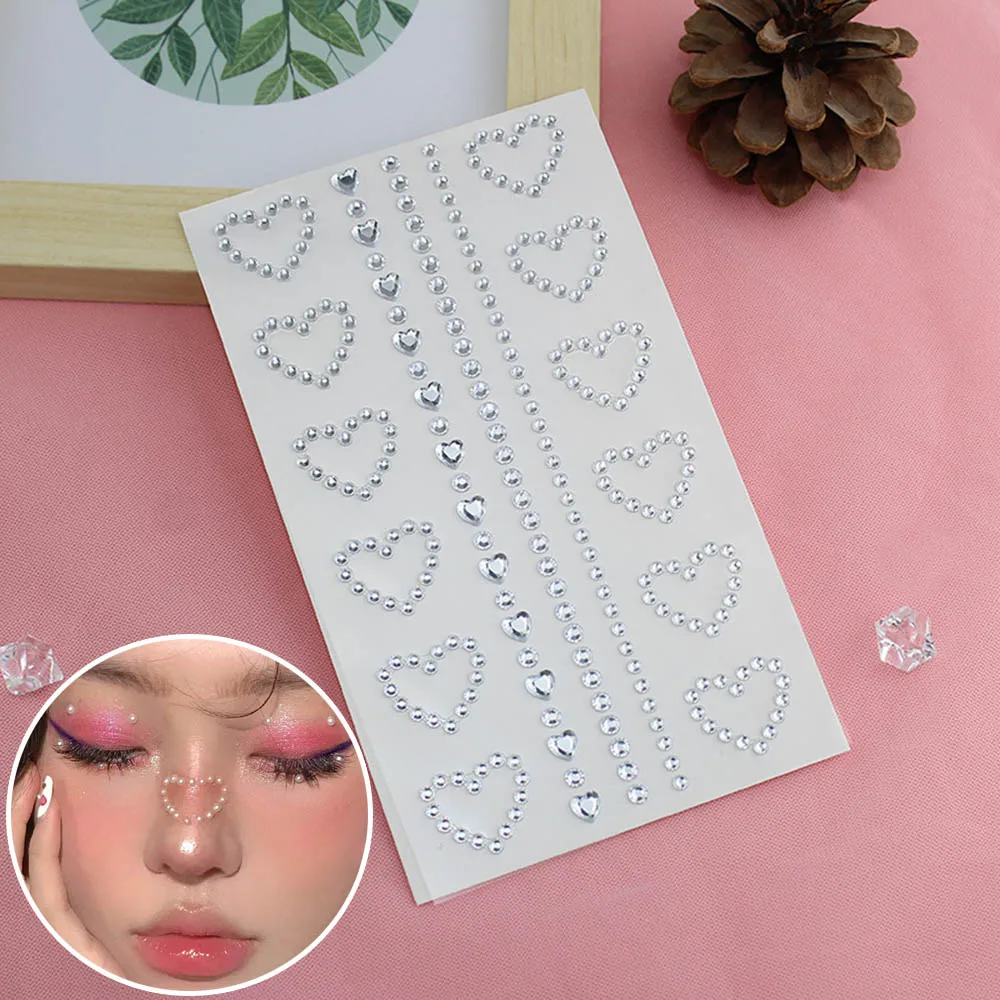 3D Face Jewelry Love Diamond Stickers Face Body Rhinestones Sticker Heart Eye Makeup Drill Fake Tattoo Party Festival Makeup