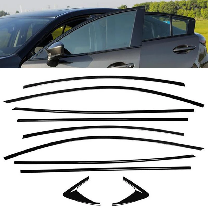 

FOR 10PCS New Mazda 6 Window Trim Car Shutter 2018 2019 2020 Mazda6 Body Kit Car Window Refit Black Decoration Accessories M6