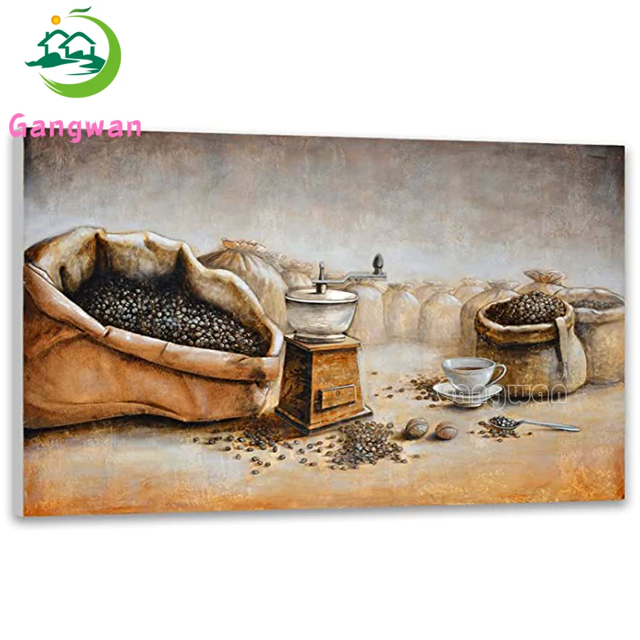 

daimond-painting,Warm Coffee Wall Art square drill cross stitch diy embroidery mosaic Coffee Bean Cup Pictures Dining Room decor