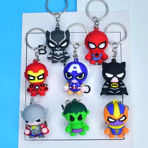 Marvel Cartoon Keychain Spiderman Iron Man Bat Hulk Thor Anime Avengers Anillo de llave Figura de silicona CAR Joyería Joya Regalos 8 mejores ventas de THOR Toys - №8