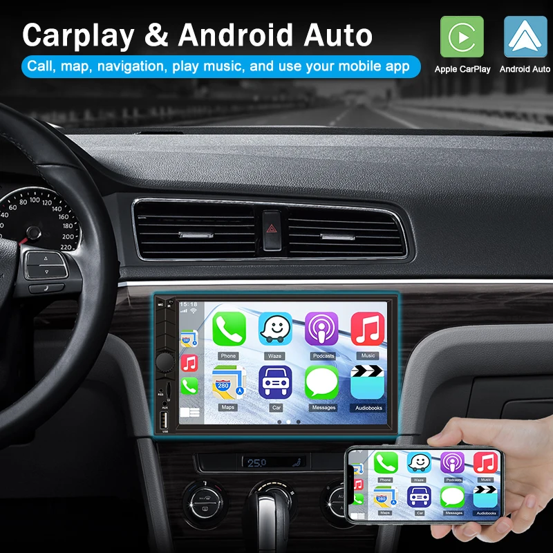 

Универсальный 7-дюймовый сенсорный HD-экран 2 Din автомобильный радиоприемник MP5 плеер авторадио Carplay мультимедийный видеоплеер Автомобильная стерео навигация