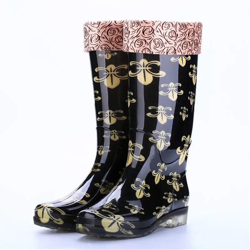 

Women's Rain Boots High Tube Mid Tube Waterproof Slip Resistant Fashion Printed Winter Shoes Comfortable for All Day Wear