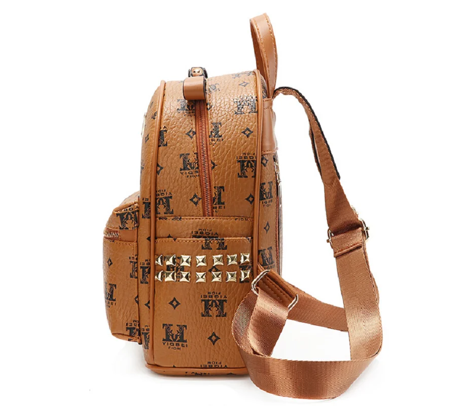 ใหม่แฟชั่นหรูหราพิมพ์คุณภาพสูงหนังกระเป๋าเป้สะพายหลังผู้หญิงคู่ซิปขนาดใหญ่ความจุไหล่กระเป๋าโรงเรียนกระเป๋า