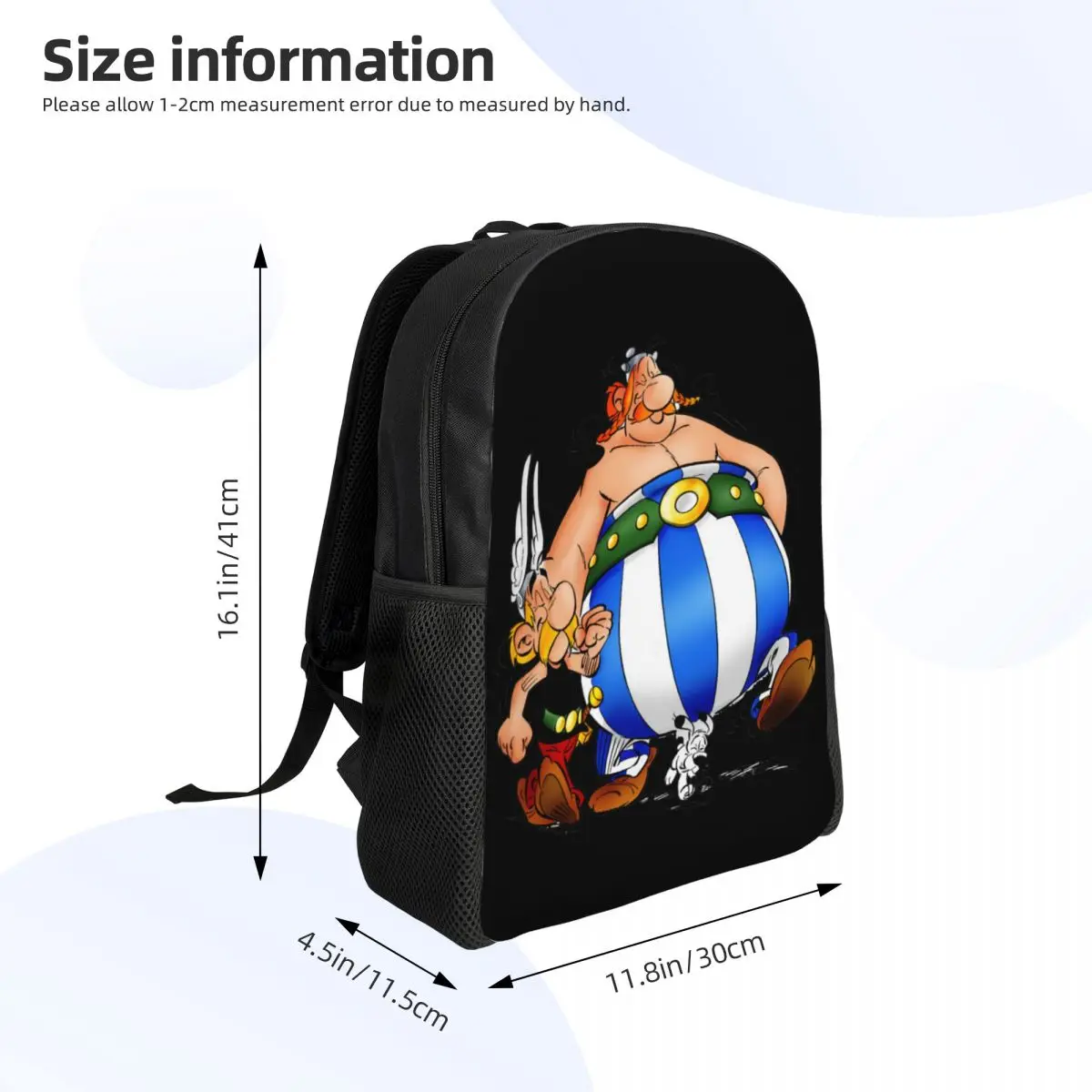 Mochila personalizada de Obelixs para hombre y mujer, bolsa informal para la escuela, universidad, Asterixs, perro de dibujos animados, Dogmatix