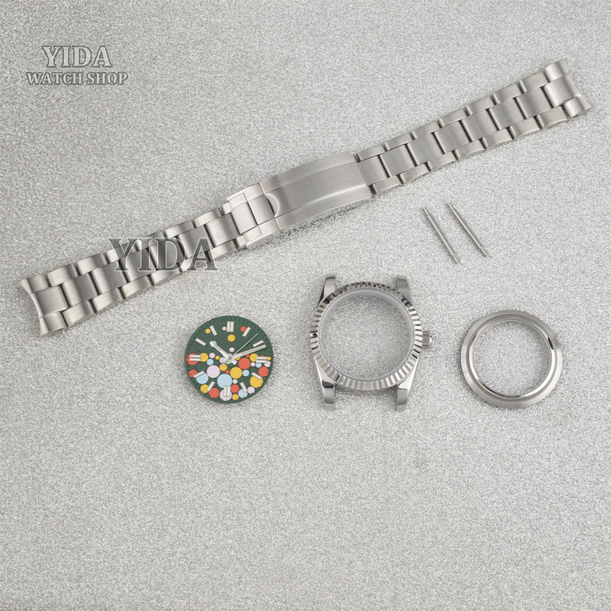 36/39mm NH35 Case Dial Silver Watch Parts Stainless Steel Bracelet Glass Back For Datejust NH35 NH36 Movement Waterproof 100M