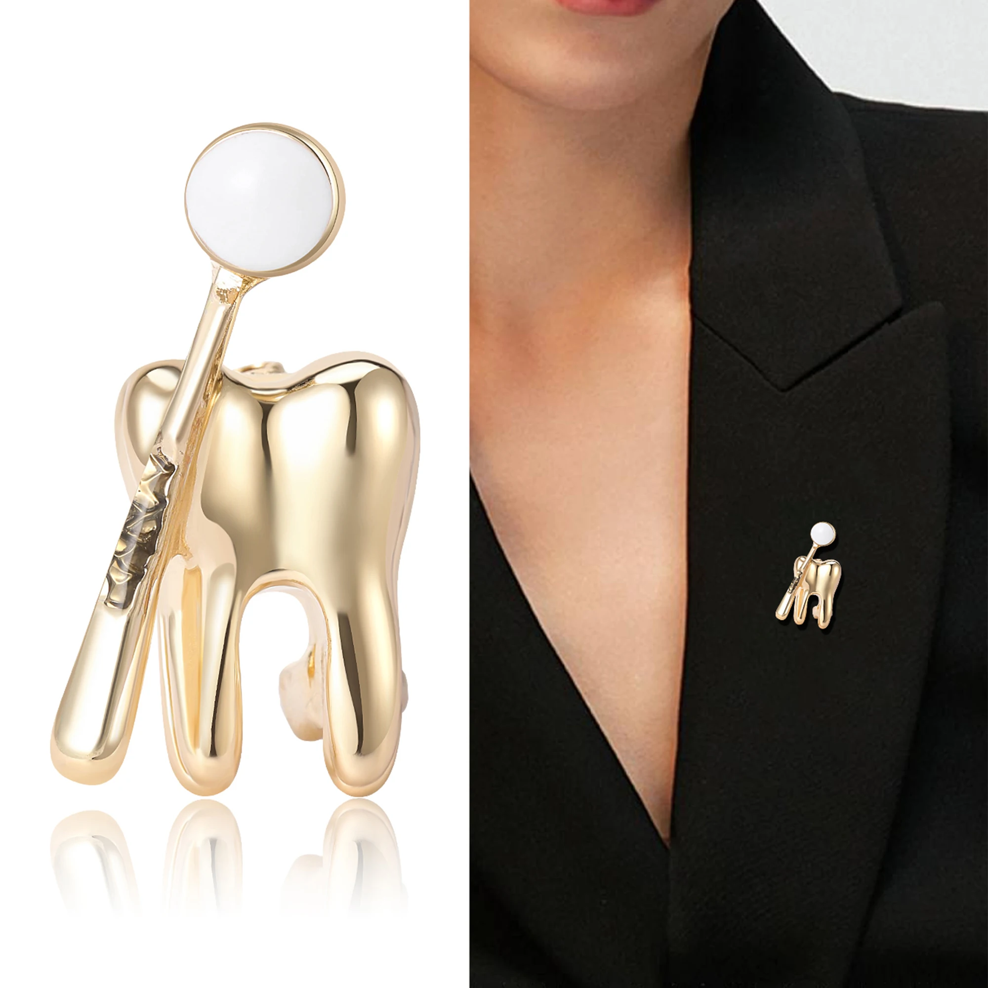Trendy Enamels Teeth Brooches for Women Unisex Medicals Spoons Pins Badges Office Party Backpack Gifts Jewelry Accessories