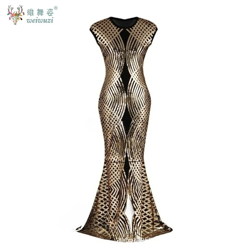 

Simple Classic Sequin Mesh Bead Embroidery Tight Evening Dress Elegant High Waist and Floor Length Fishtail Evening Dress