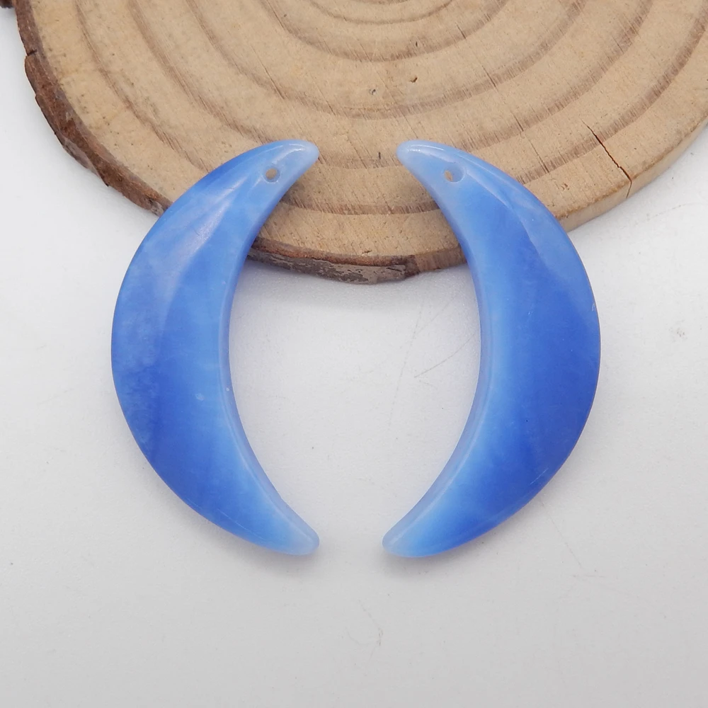 Blue Jasper Quncortz Crescent Moon Shape Earrings ,For Women Handmade DIY Beads Jewellery Making Gemstone