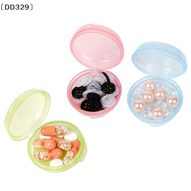 1 x Mini-Aufbewahrungsbox aus Kunststoff, rund, für Pillen, Schmuck, Aufbewahrungsbox, tragbare Reise-Aufbewahrungsbox, DD329