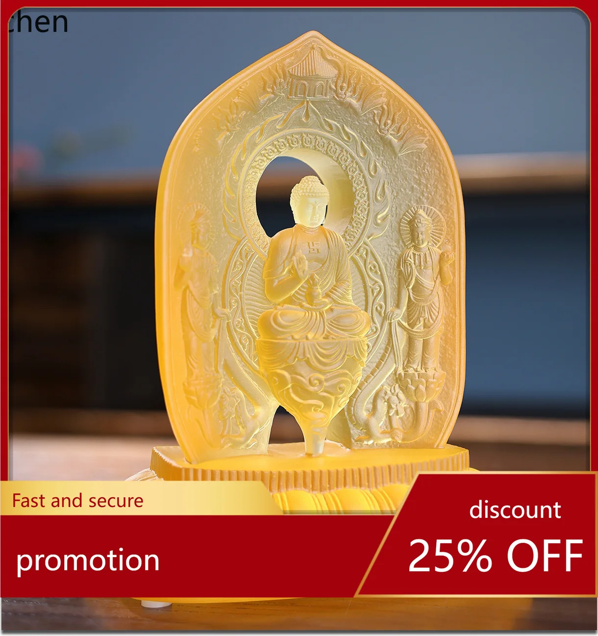 

Zml oriental three saints all-in-one buddhist hall dedicated to medicinelight bodhisattva home worship living room ornaments