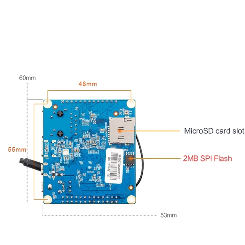 Orange Pi Zero 2 Single Board Computer 1GB RAM Allwinner H616 Chip BT5.0 WIFI Run Android10 Ubuntu Debian OS Development Board