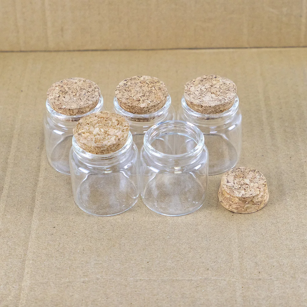 

50ml Cork Clear Craft Vials Refillable Empty Glass Container Ornament Handicraft Gifts Bottle Wedding Holiday Present Jars 24Pcs