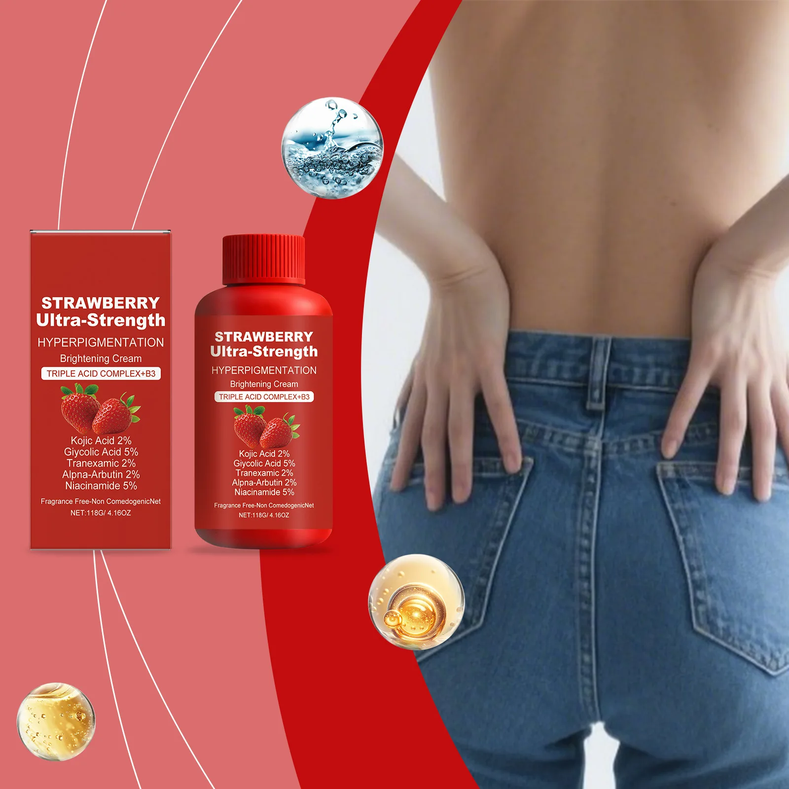 

Strawberry Rejuvenating Body Cream Relieve Roughness Improve Skin Condition Refined Pores Long-Lasting Moisturizing Body Lotion