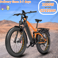 LANKELEISI Silvertip8 Electric Bike 1000W Motor 52V20AH Long Endurance All-terrain Electric Bicycle Adult 26*4.0 Fat Tire E-bike