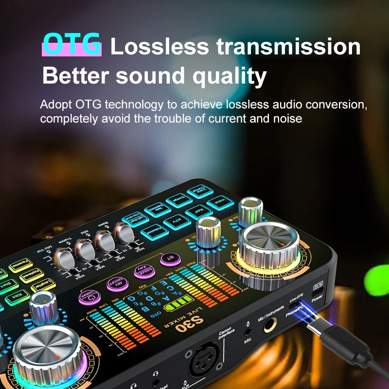 خلاط صوت FUHAM S30، بطاقة صوت حية مع تأثيرات خلط DJ وميزات تغيير الصوت، وبطاقة صوت لمعدات تسجيل الموسيقى #4