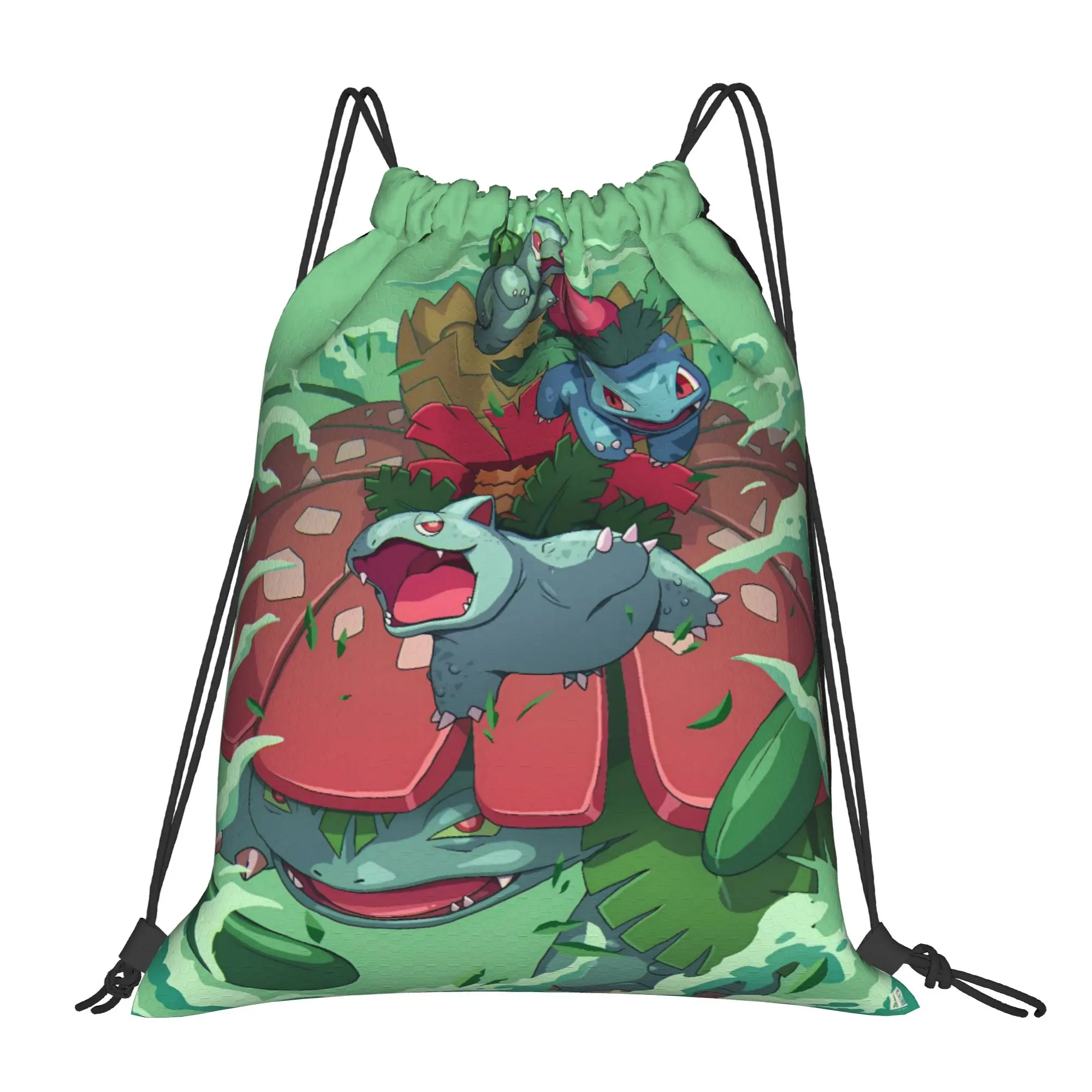 Bulbasaur Bloom Anime Drawstring Bag  Retro Football Gym Backpack For Men Waterproof Sackpack String Bags