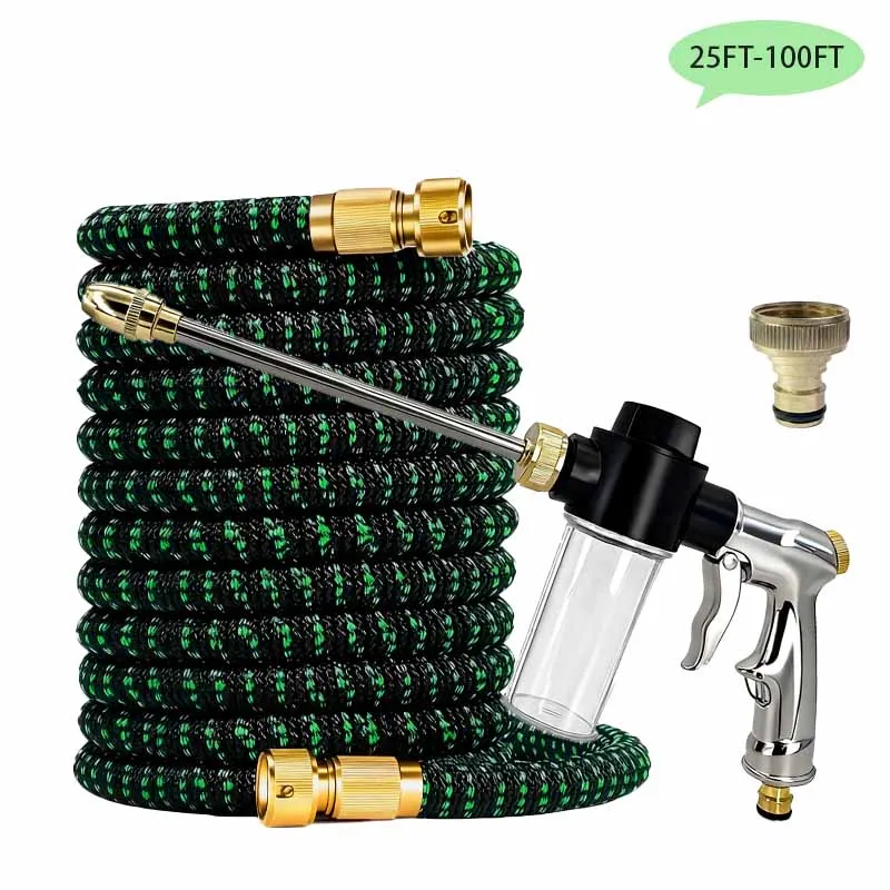 

Garden Expandable Magic Hose Home Garden Daily Watering Tool High-Pressure Car Wash Cleaning Water Gun 25FT-100FT