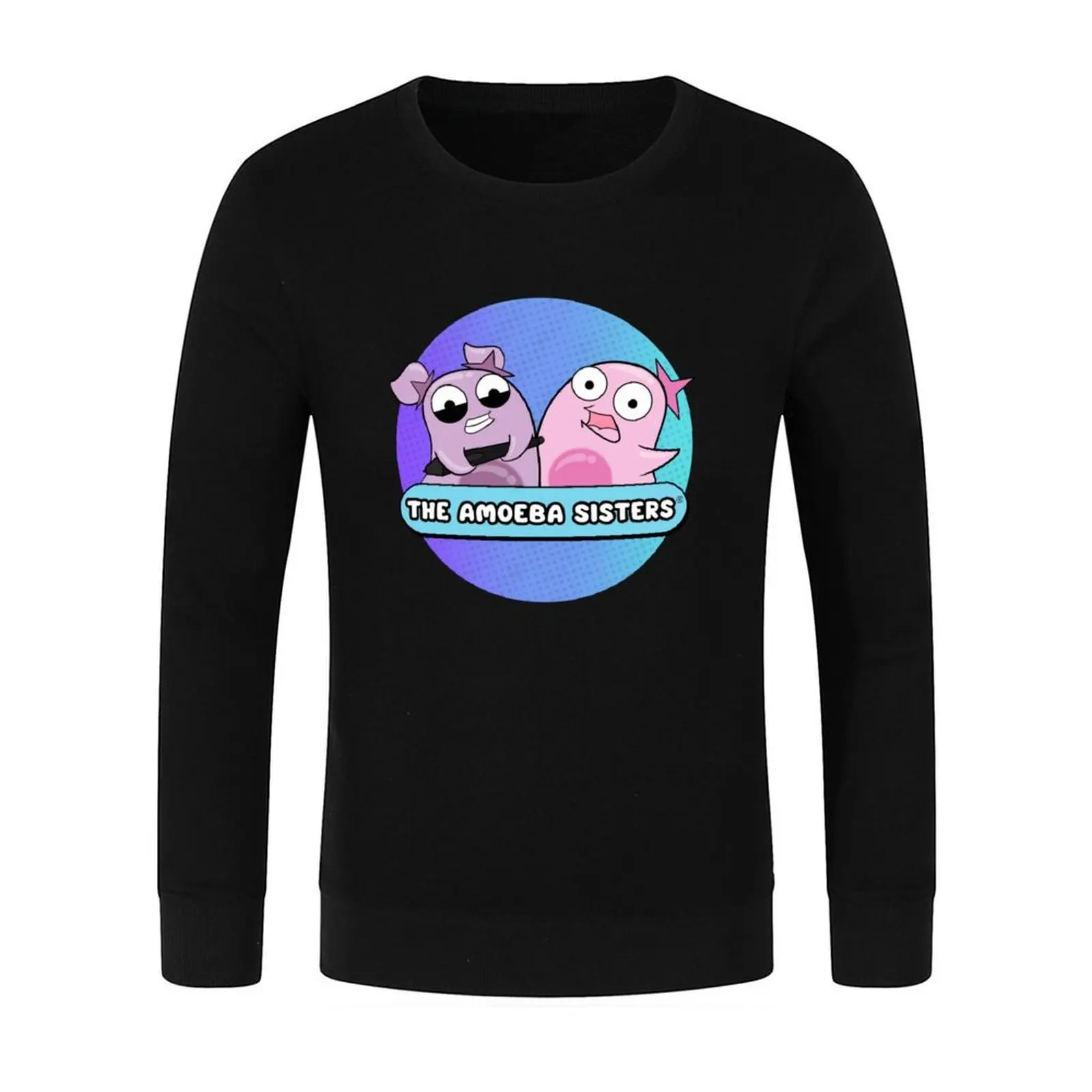 بلوفر بشعار Amoeba Sisters ملابس رياضية للرجال على الطراز الكوري ملابس رجالية ملابس كورية بلوزات رجالية