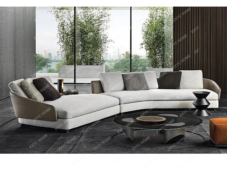 Minimalist Lawson Curved Cotton And Linen Fabric Sofa Living Room Villa Special-shaped Corner Sofa