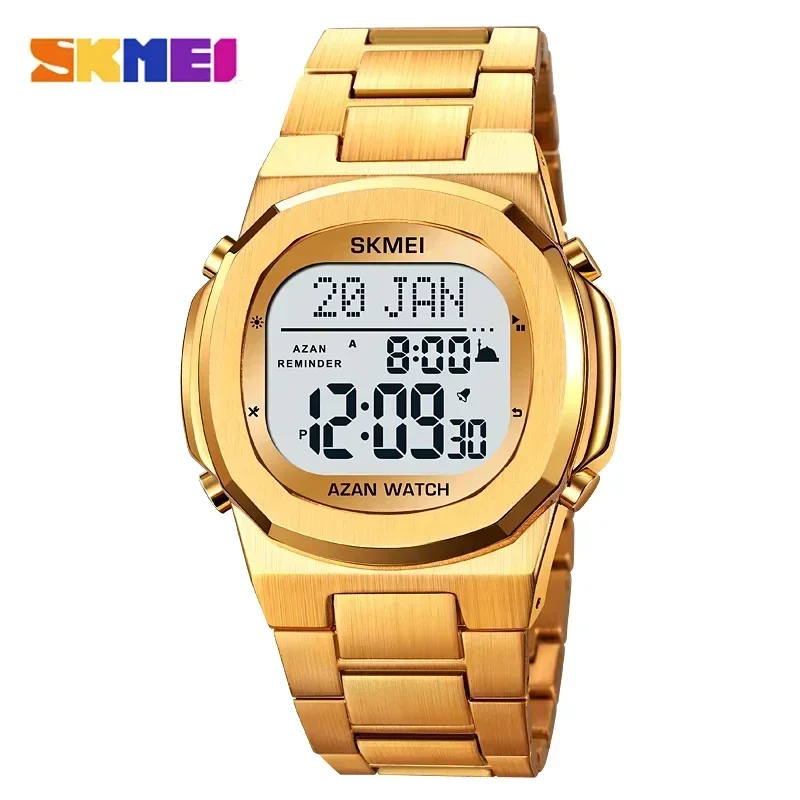 Skmei 2036 luxo digital relógios masculinos à prova dwaterproof água aço eletrônico relógio de pulso masculino contagem regressiva reloj masculino 2004