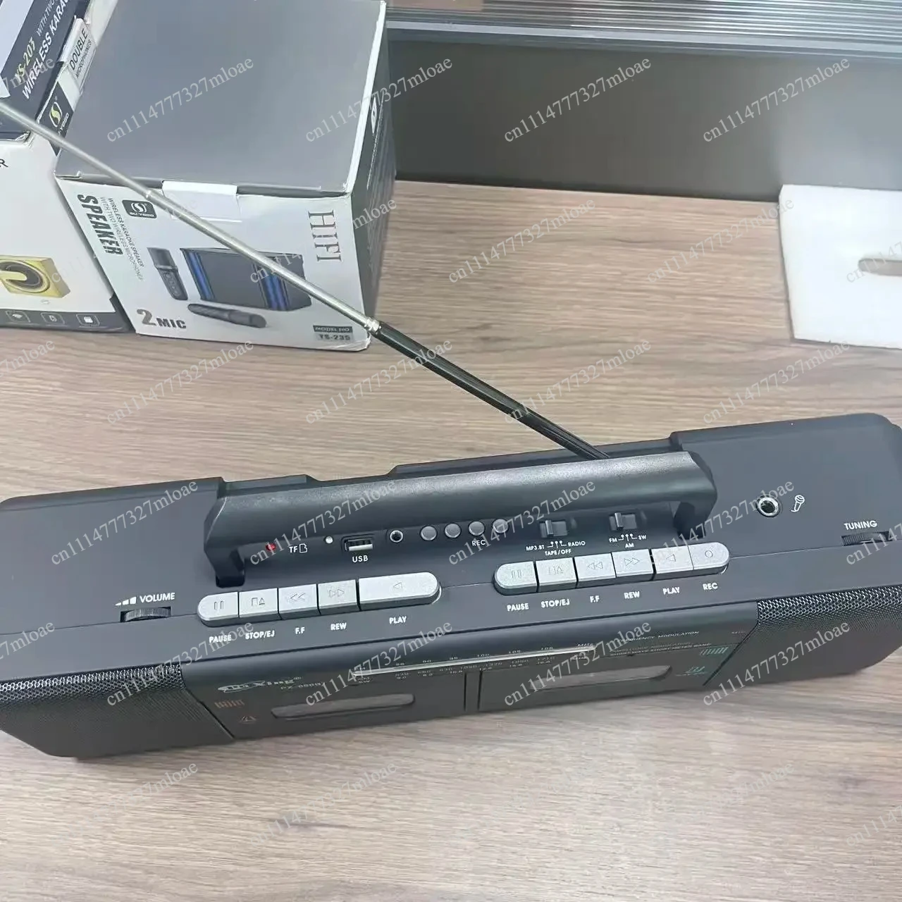 Double Cassette Player with BT Speaker AM/FM/SW Radio Stereo Cassette Tape Player Recorder 6.5mm Jack Battery/AC Powered