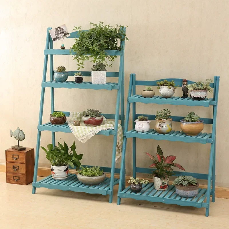 JMZ Flower Stand Plant Pot Rack Indoor Outdoor Multi Layer Wooden Shelf for Home Garden Bathroom Balcony Living Room Foldable