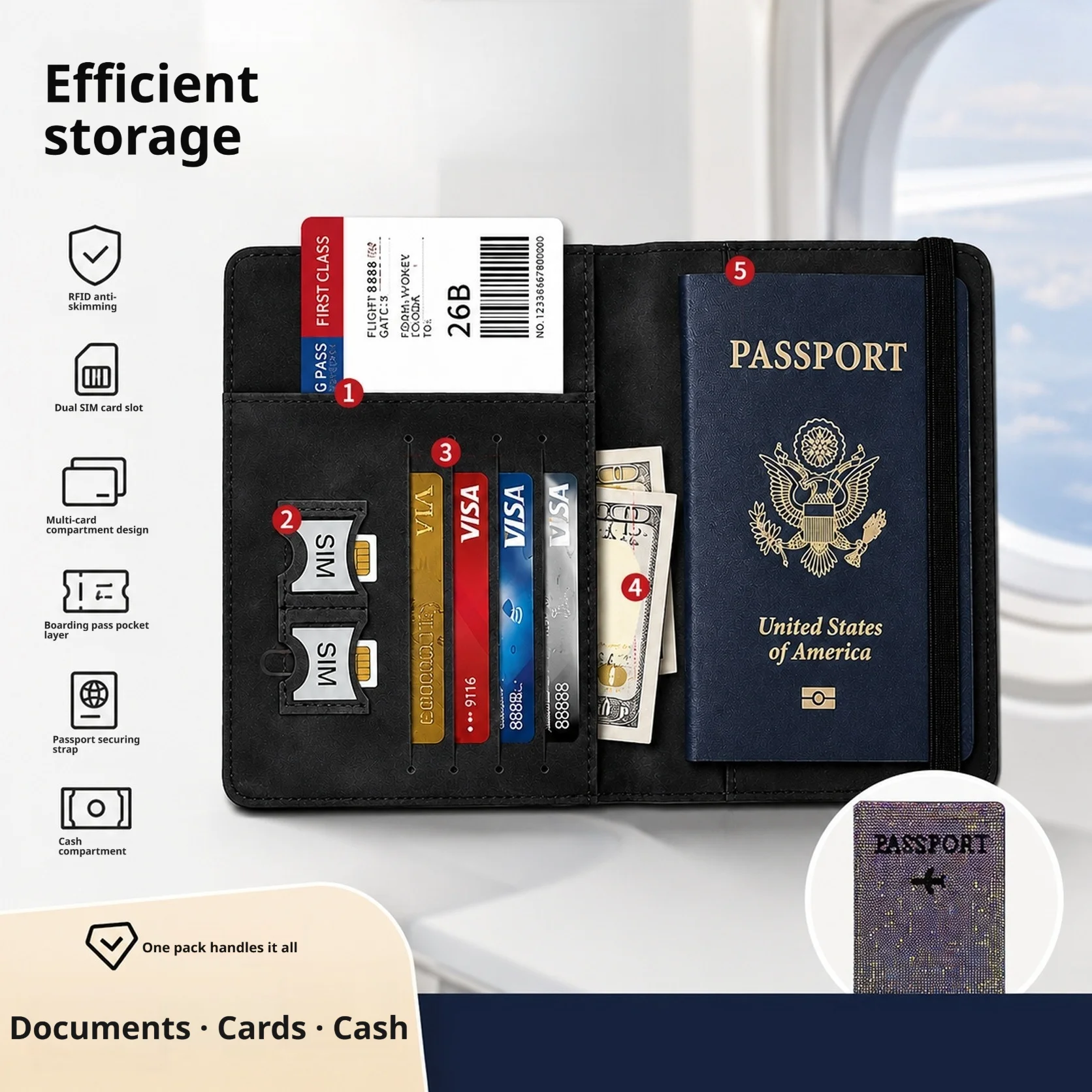 Halloween Christmas Gift Multi‑Card‑Slot Passport Holder, Portable Travel Document Protector ID Card Storage Case Travel Holid