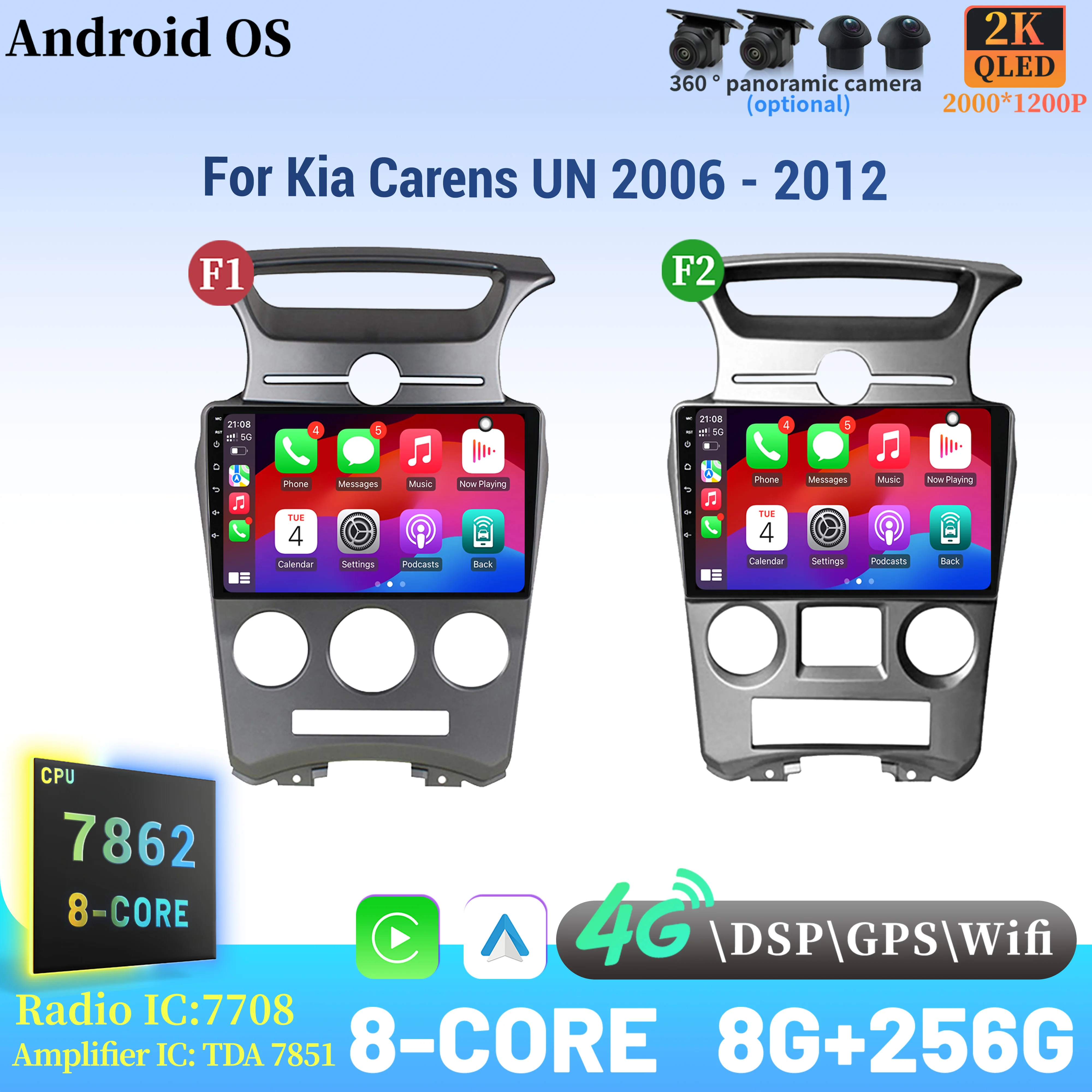 

Car Radio Android 14 For Kia Carens UN 2006 - 2012 Navigation Multimedia Wireless BT Carplay Touch 2K QLED Screen