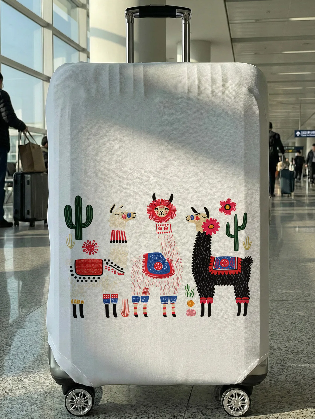 

Чехол для багажа с принтом мультяшной ламы и кактуса, подходит для чемоданов 18-32 дюймов, чехол на ручку чемодана, дорожные аксессуары