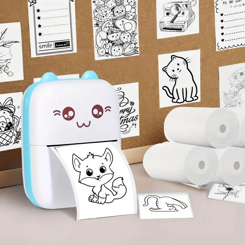 Portable Mini Handheld Printer 57mm Width Single Self-Adhesive Color Thermal Paper Wireless Used Colorful Adhesive