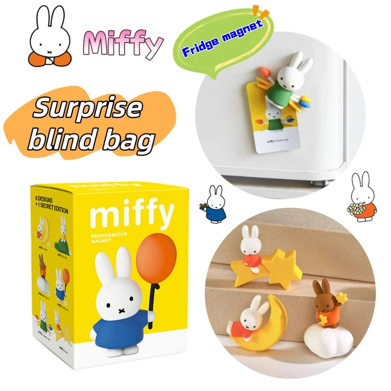 

New Miffy Rabbit Creative Personality Magnetic Refrigerator Exquisite Decoration Stickers Cartoon Cute Surprise Blind Bag Gift