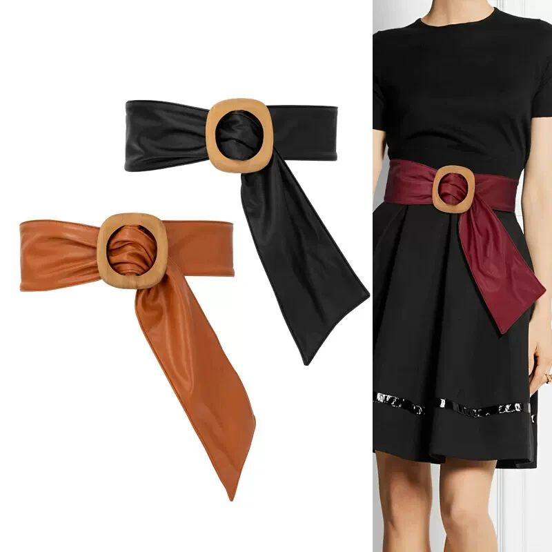 

Wide Waist Belt Dress Belts for Women Soft PU Leather Corset Cinch Waistband Luxury Brand Fashion Adjustable Solid Color Belts