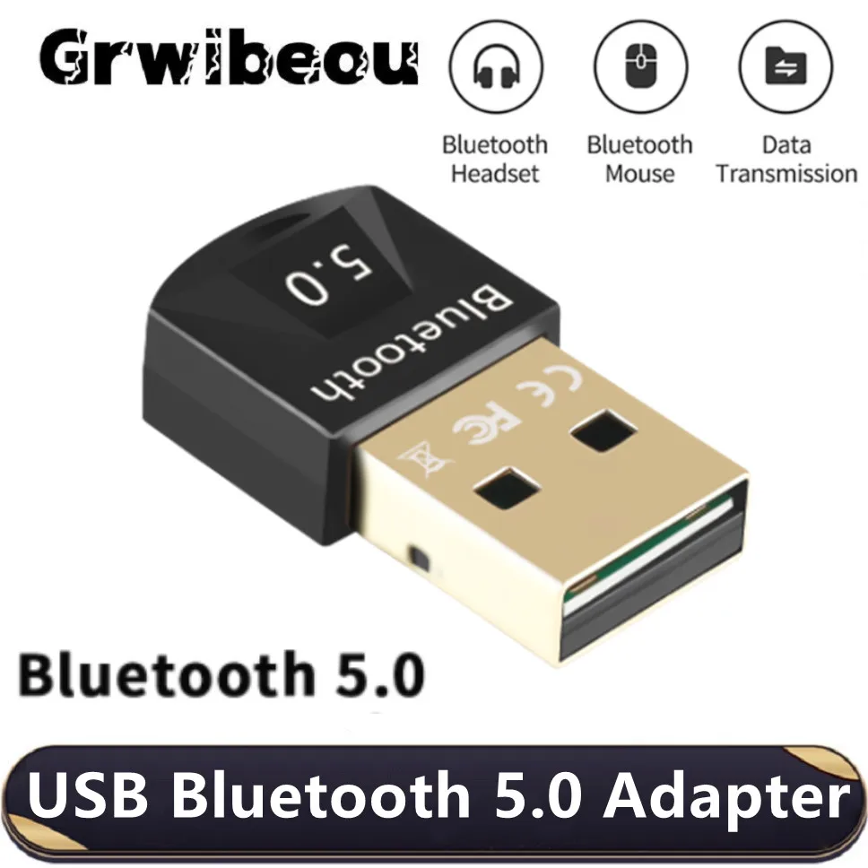 Grwibeou USB 블루투스 5.0 어댑터, 무선 BT 5.0 동글 음악 오디오 수신기 송신기, PC 스피커 마우스 노트북 프린터용