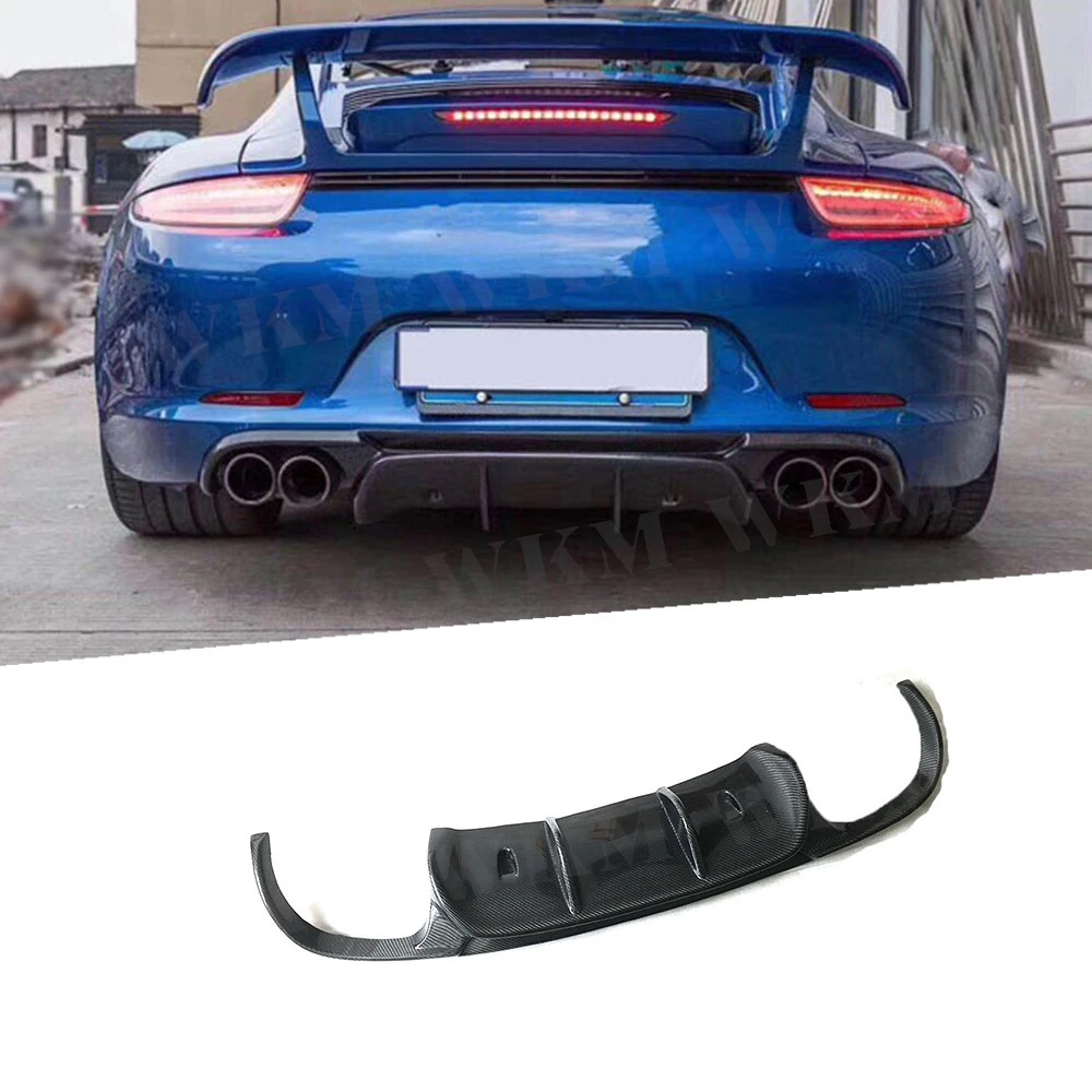 

Carbon Fiber Rear Bumper Lip Diffuser Spoiler Fit For Porsche 911 Carrera 991 GT3 2012- 2015 V Style Fin Shark Back Hugger Guard
