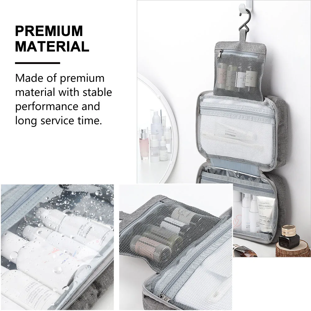 

Foldable Waterproof Toiletry Bag Hemp Cation PU Travel Outdoor Hanging Storage Pouch Makeup Bath Shower Gym Fitness