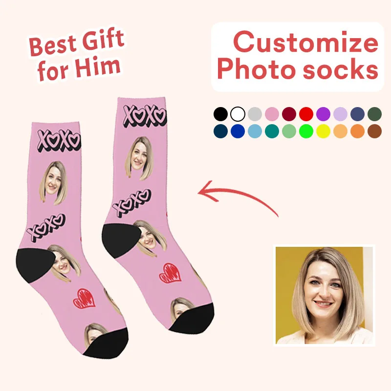 Customized printing of your photos, personalized long socks, colored socks, men's women neutral socks, fun and innovative socks,