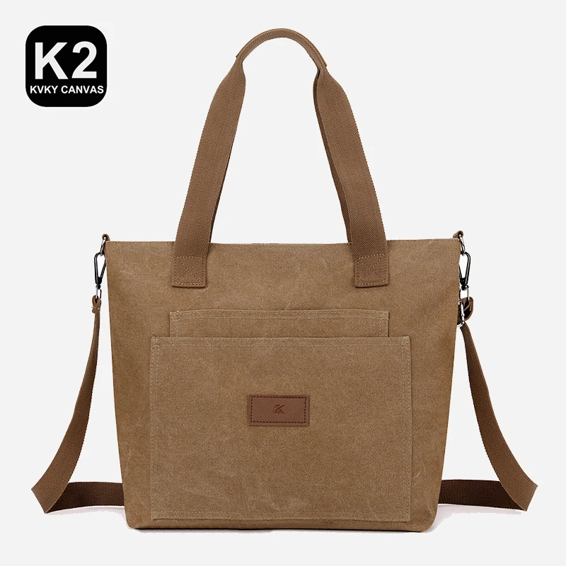 

KVKY Vintage Canvas Handbag Women Large Capacity Shoulder Bag Casual Handle Bag New Fashion Hot Lady Shopping Handbag bolso