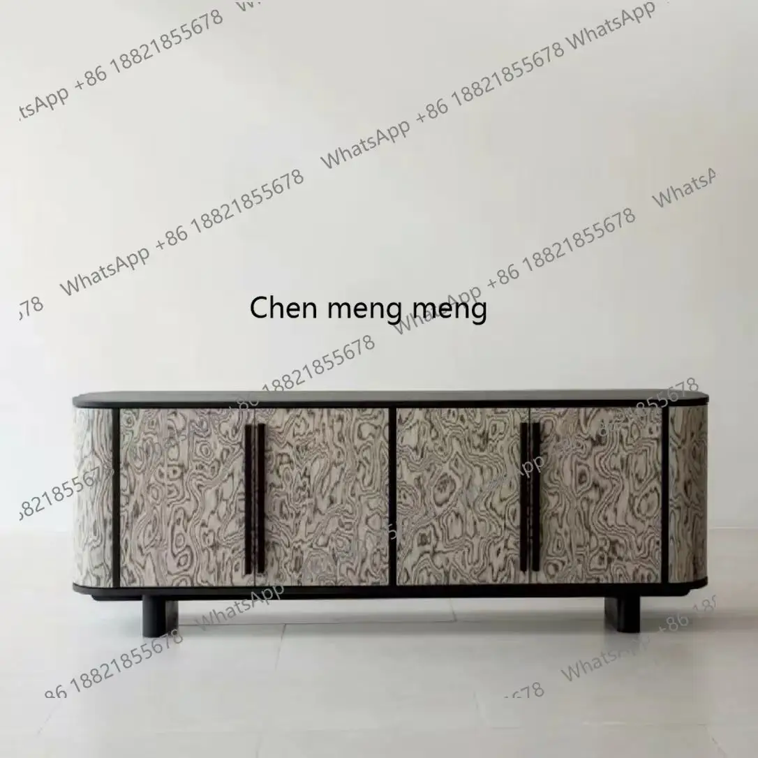 

French simple style solid wood flower skin TV, household locker, partition cabinet, villa storage cabinet