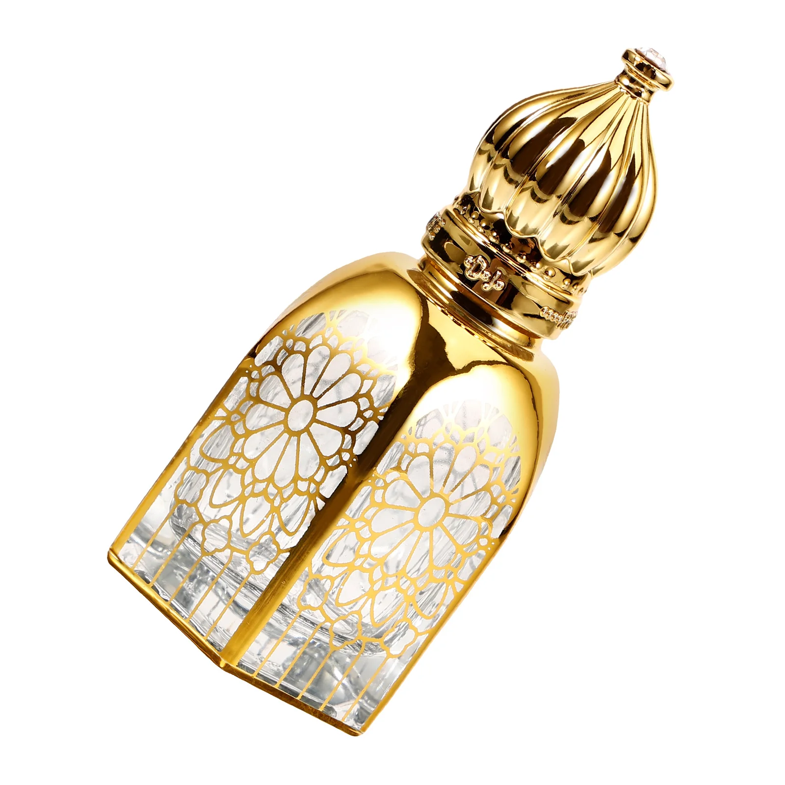 

15ML Gold Plated Perfume Roll On Bottle Glass Essential Oil Travel Zinc Alloy Dispenser Empty Sample Bottles for Fragrance