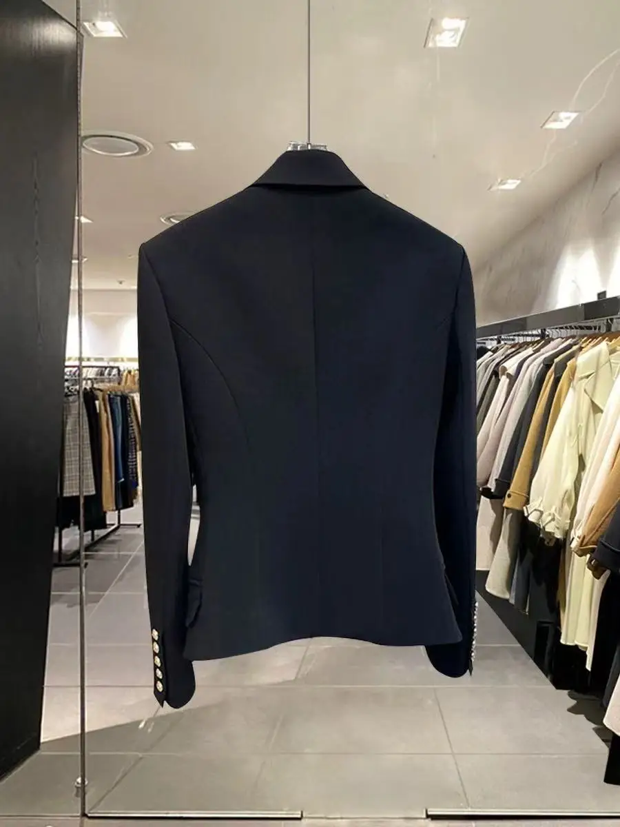 الراقية أنيقة سوداء قصيرة البدلة سترة المرأة الخريف الربيع 2025 مكتب سيدة سليم صالح البدلة السترة معطف الملابس الكورية الشعبية