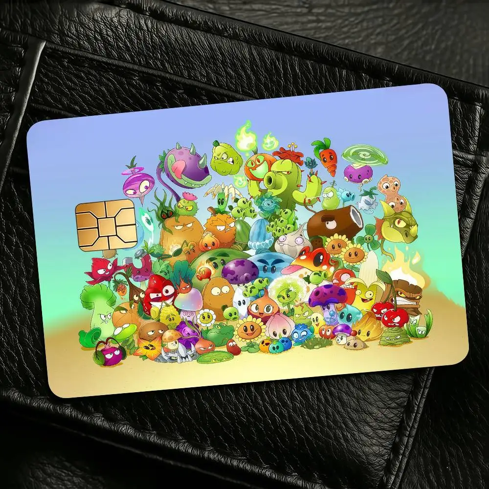 Game P-Plants Vs. Z-Zombies Credit Skin Cover Card Stickers 4PCS Film Bus Pass Front Decoration Bank Debit Waterproof