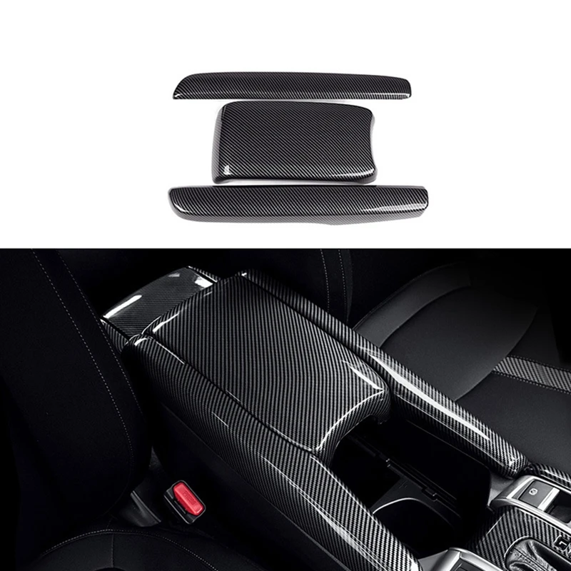 6X Armrest Box Protective Covers Carbon Fiber Car Central Armrest Decorative Modification For Honda Civic 10Th 2016-2019