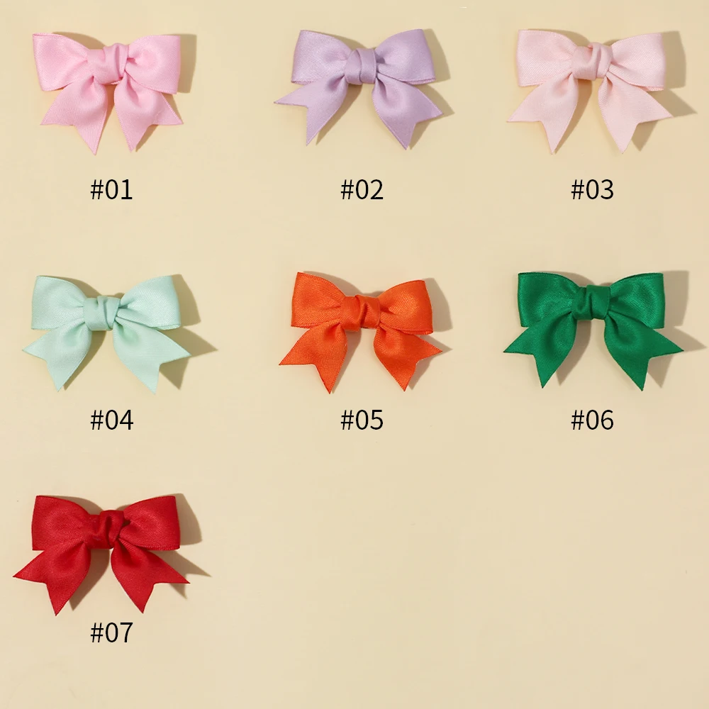 Cute Ribbon Cheer Bows Hair Clip for Kids Girls Solid Color Hairpins Barrettes Handmade Headwear Children Hair Accessories