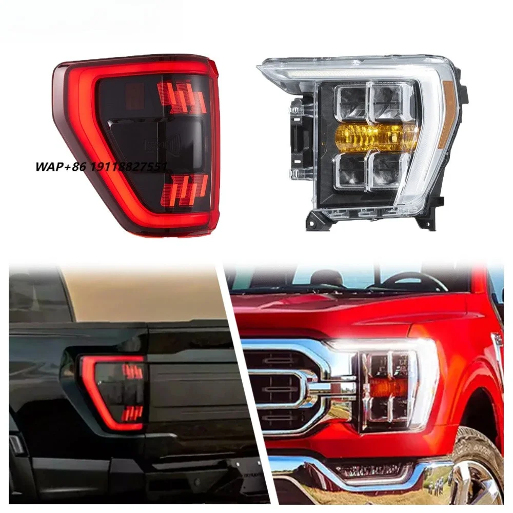 HETOP for F150 Headlight Taillight 2021-2025 Set Custom 13th Dual Beam Upgrade LED Sequential Turn Signal Tail Lamp for