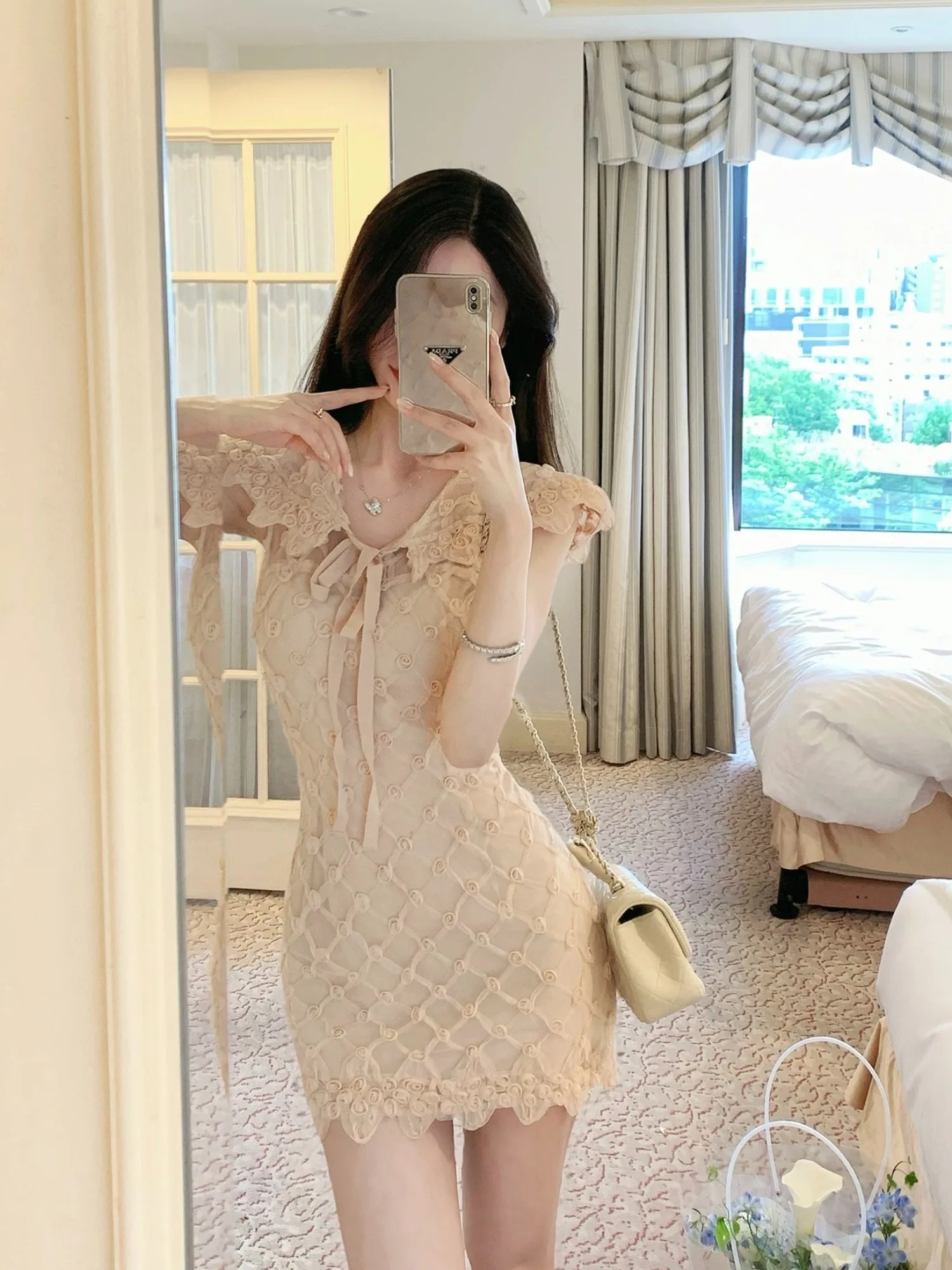 Pure Desire Sexy Lace Dr Women's Ele Svel Slim Fit Waist Cinching Slimming ort Skirt Summer New Casual Sle