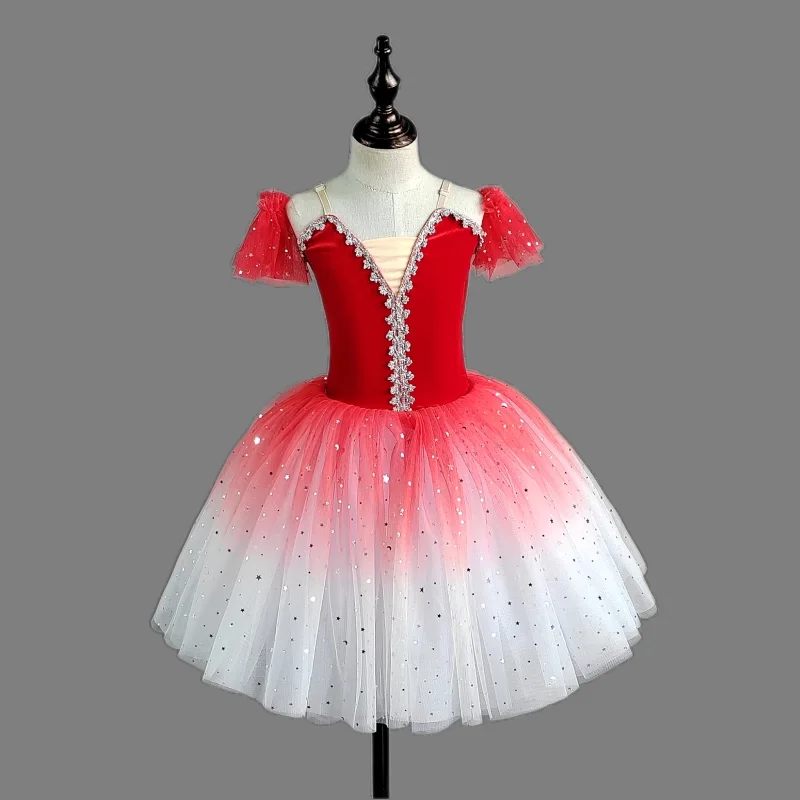 Girl Ballet Dance Pongsa Dress Ballet Long Dress Competition Performance Dress Children's Group Dance Performance Dress