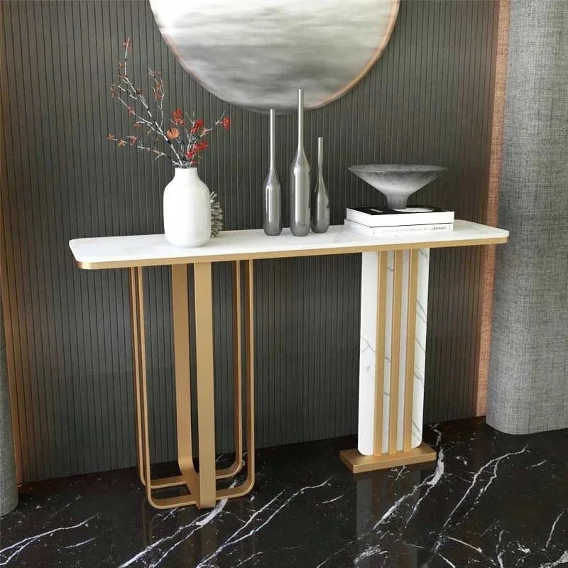 & Nordic Rock Slab Console Table Hotel Corridor Decoration Hallway Table High-end Sense Light Luxury Home Entry Console Tables H